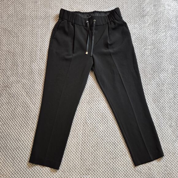 ATM Women Trouser Pants Elastic Waist Pleated Black Medium Pockets Ankle Luxe - Picture 1 of 9